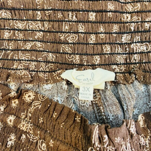 Easel 3x Jogger Style Pants Brown & Taupe Bandana Print Casual, Comfy, Boho - Picture 7 of 9